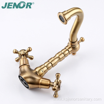 New Curved Long Rod Vintage Bronze Basin Faucet